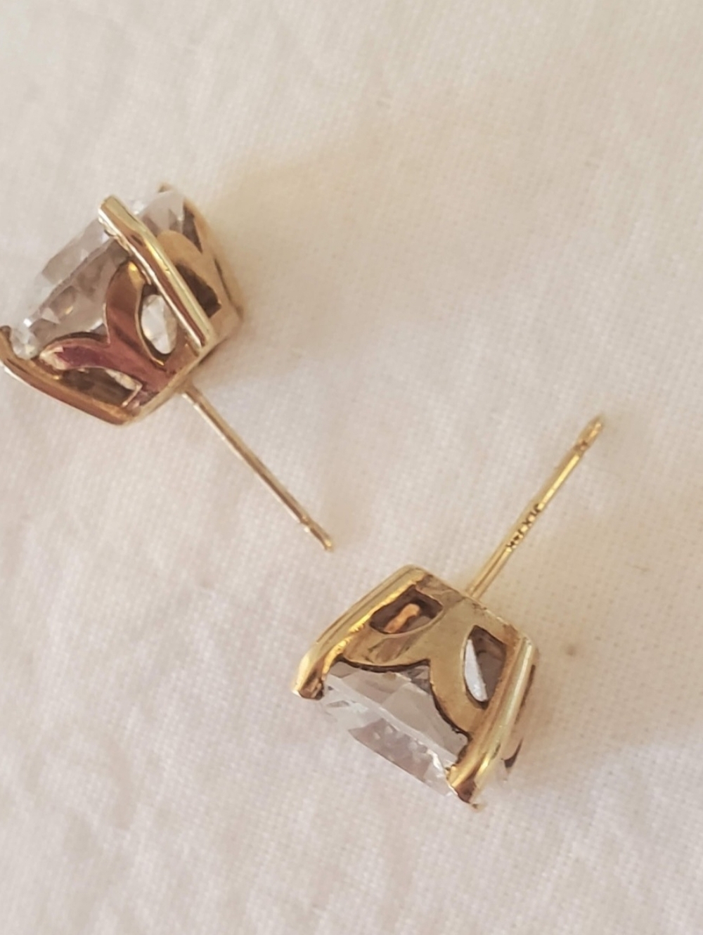 14k Solid Gold Four Prong Round CZ Clear 100mm Stud Earrings Stamped